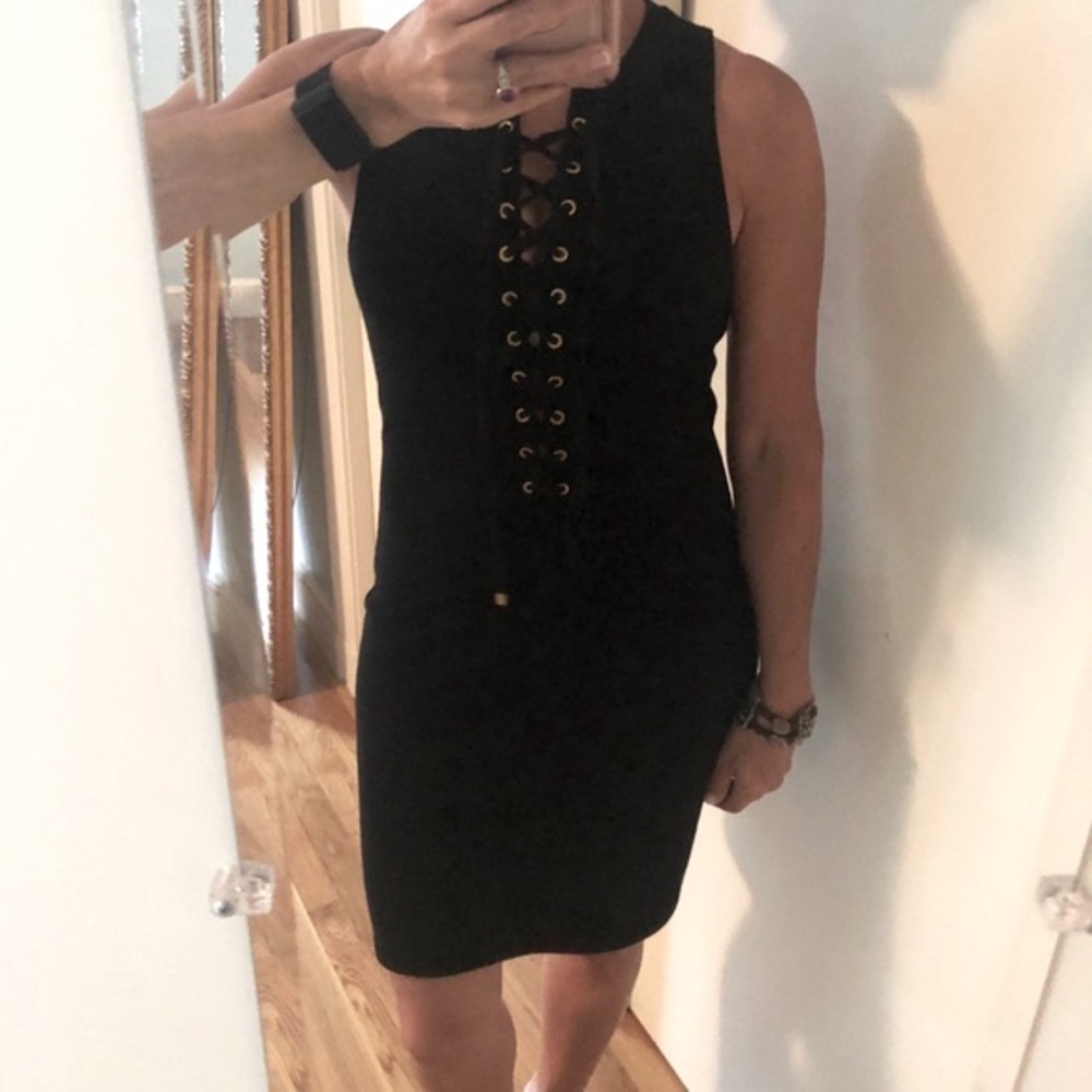 Derek Lam 10 Crosby Rib Knit Lace Up Dress